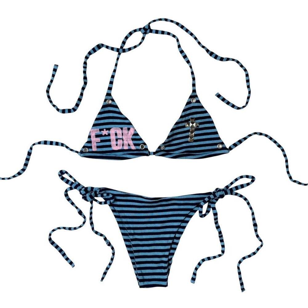 handmade stripe bikini set